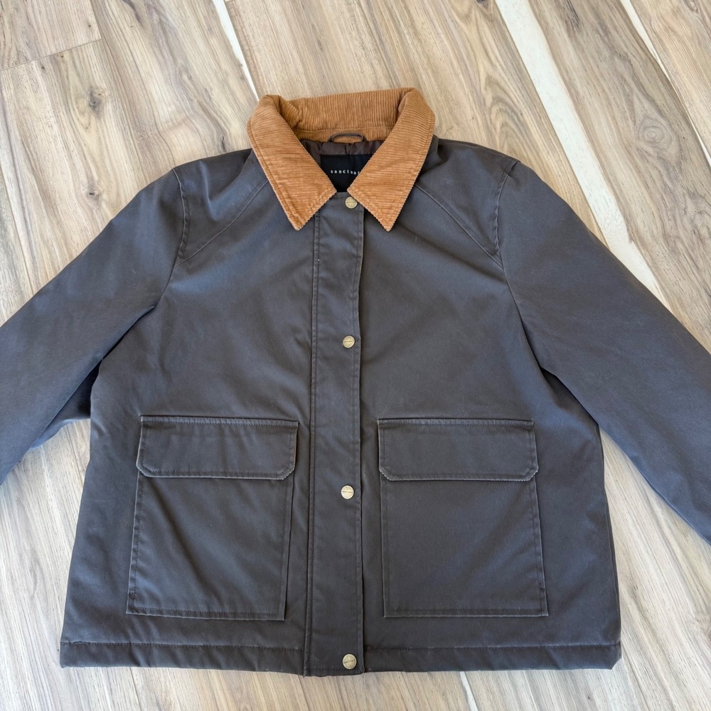 Sanctuary Mens Barn Jacket Grey Corduroy Collar Detachable Hood SALQ25733